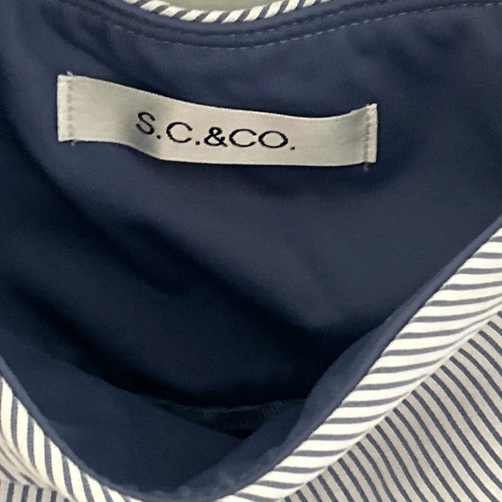 S.C. & Co. Navy Striped Midi Skirt